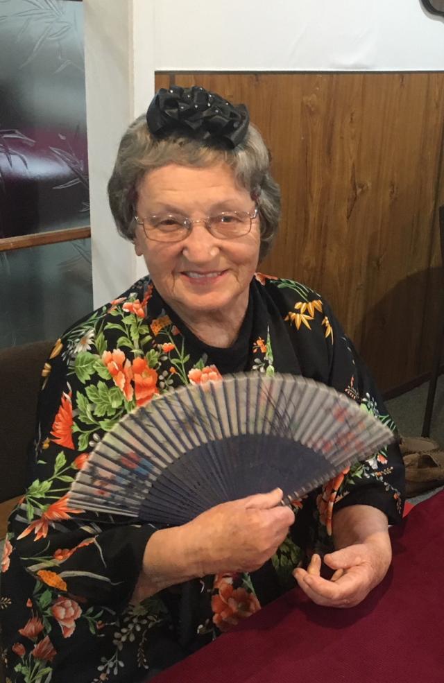 Anne Cummins: Anne getting into the spirit of things at the Te Aroha club.